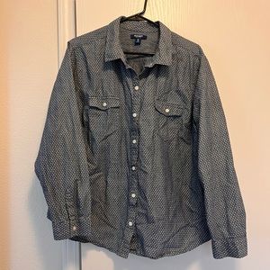 Old Navy Plus Size Polka Dot Chambray Button Down